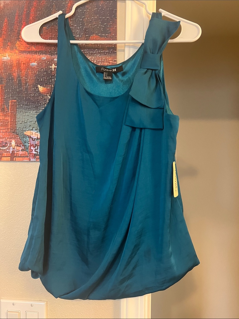 Forever 21 Teal Bow-Shoulder Sleeveless Camisole